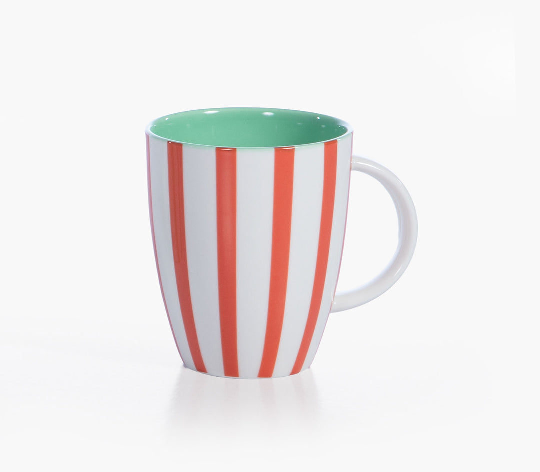 Κούπα Κεραμική Κοραλί-Λευκή Ριγέ Fantasy Nef-Nef Homeware