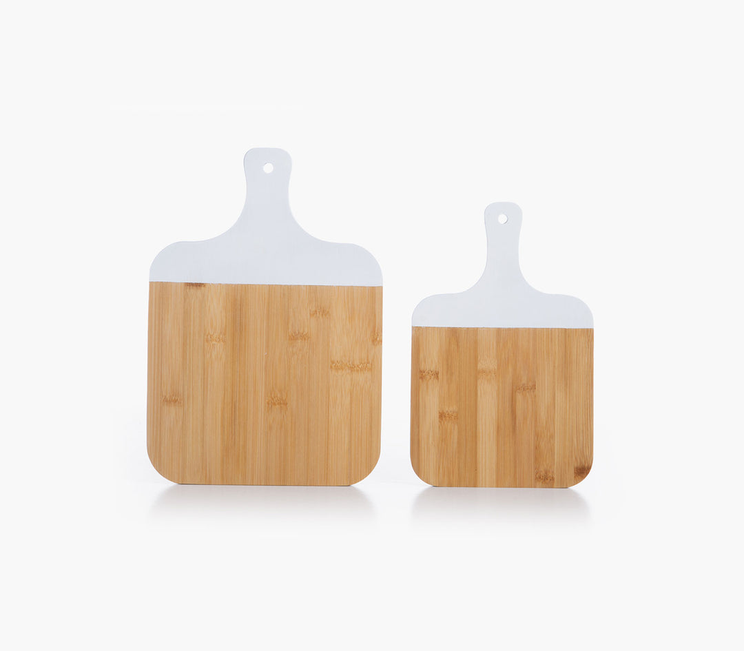 Ξύλo Κοπής με Λευκή Λαβή (Σετ 2τμχ) από Bamboo Fred Nef-Nef Homeware