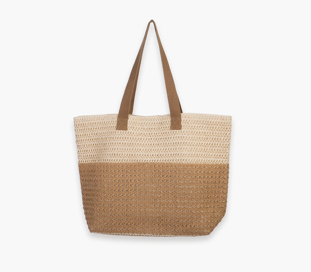 Τσάντα Θαλάσσης Εκρού-Καφέ Sandre 50X38X36X14cm Nef-Nef Homeware