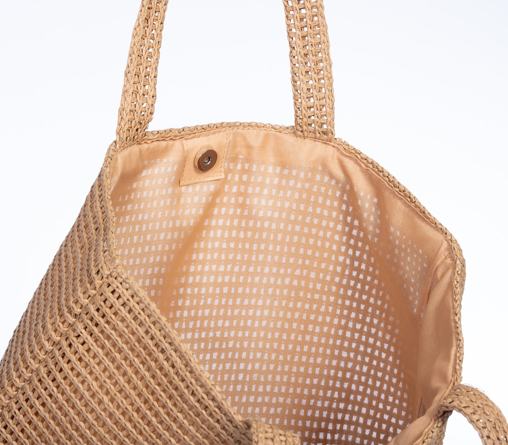Μονόχρωμη Τσάντα Θαλάσσης Μπεζ Ioli 48X34X34X14cm Nef-Nef Homeware
