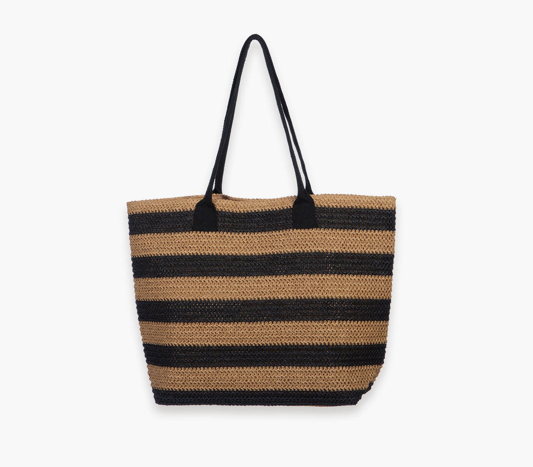 Τσάντα Θαλάσσης Μπεζ/Μαύρη Venia 50X36X35X15cm Nef-Nef Homeware