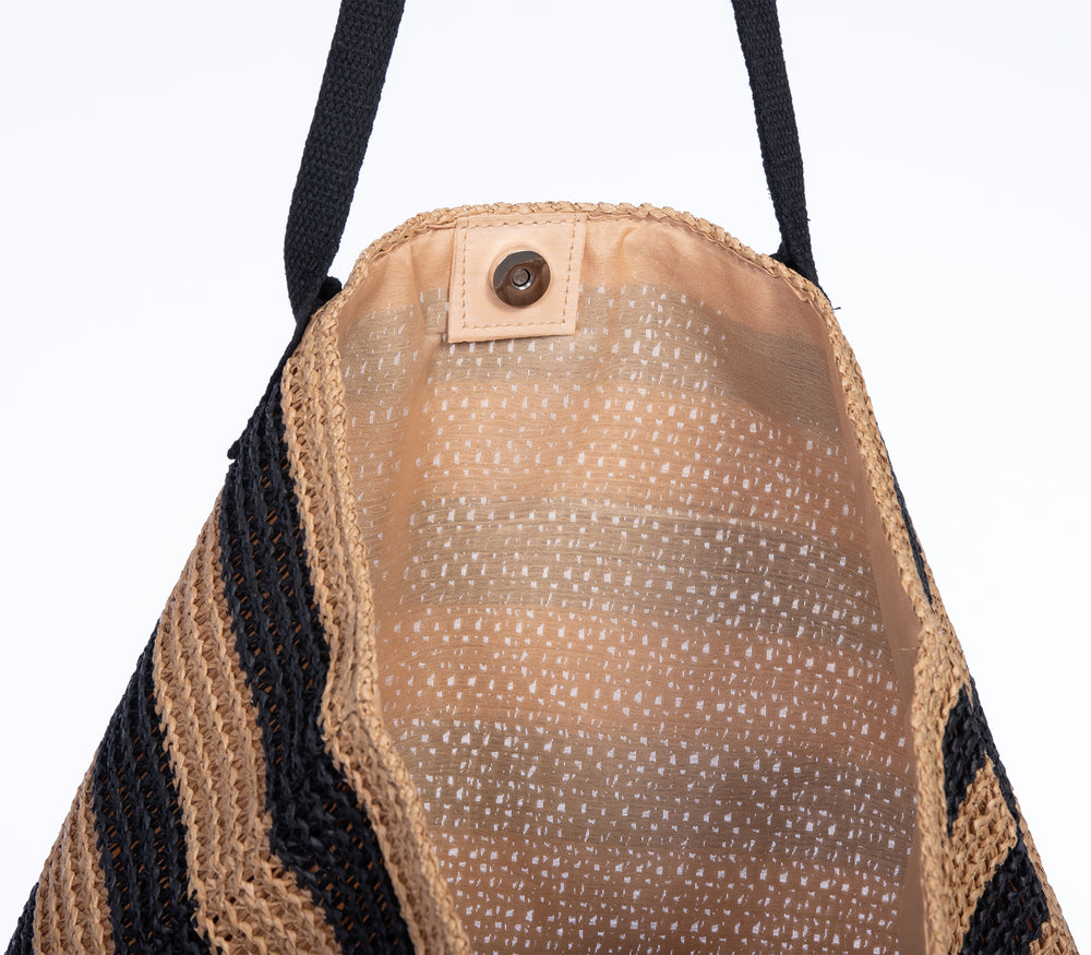 Τσάντα Θαλάσσης Μπεζ/Μαύρη Venia 50X36X35X15cm Nef-Nef Homeware