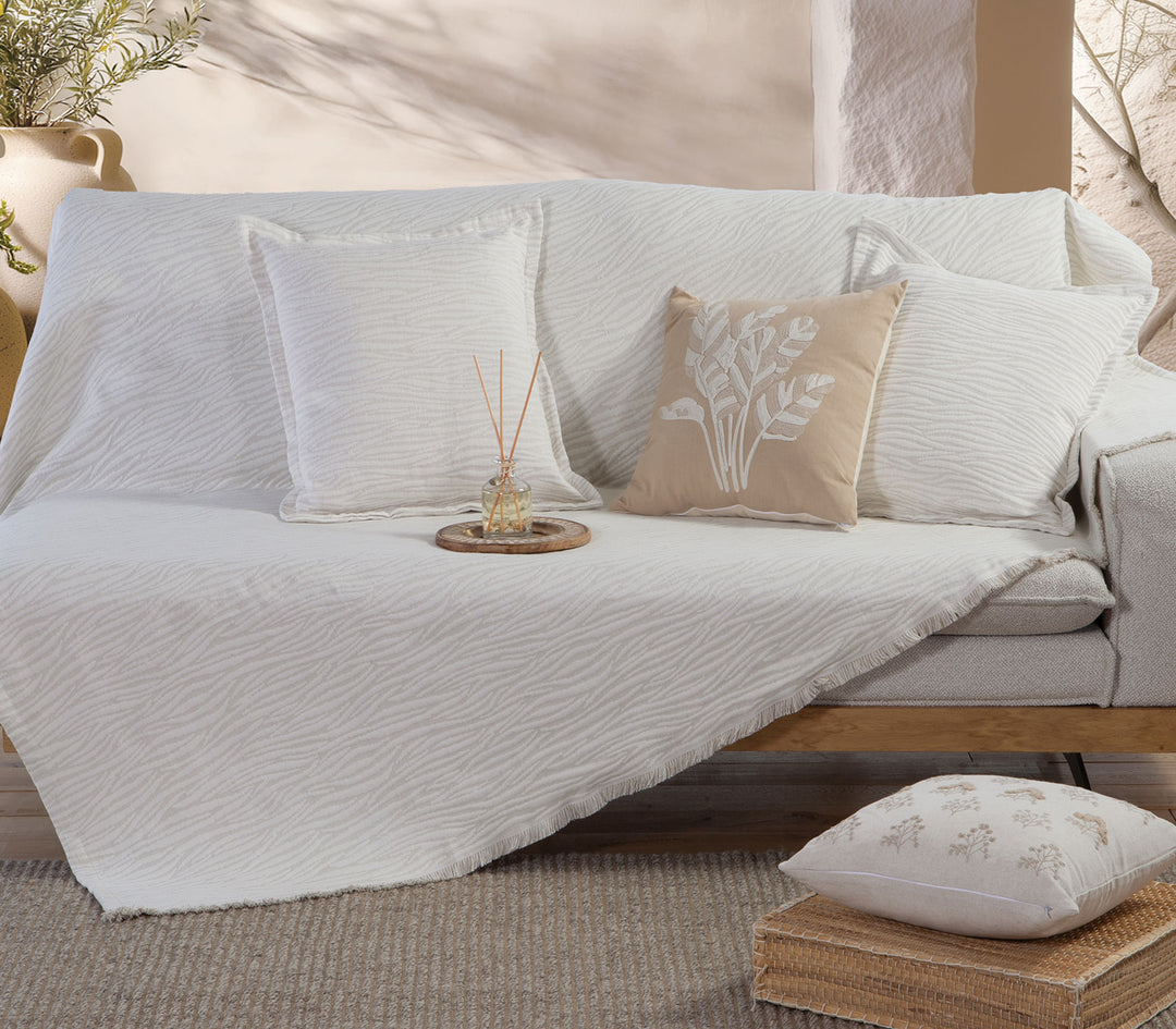 Ριχτάρι Τριθέσιου Καναπέ Εκρού Zebra 170X300cm Nef-Nef Homeware