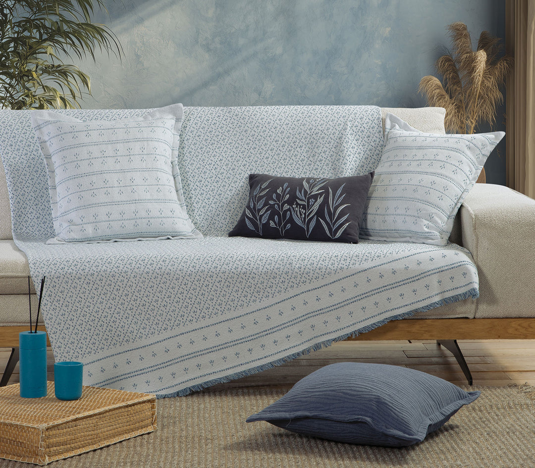 Ριχτάρι Τριθέσιου Καναπέ Μπλε Ishmar Blue 170X300cm Nef-Nef Homeware