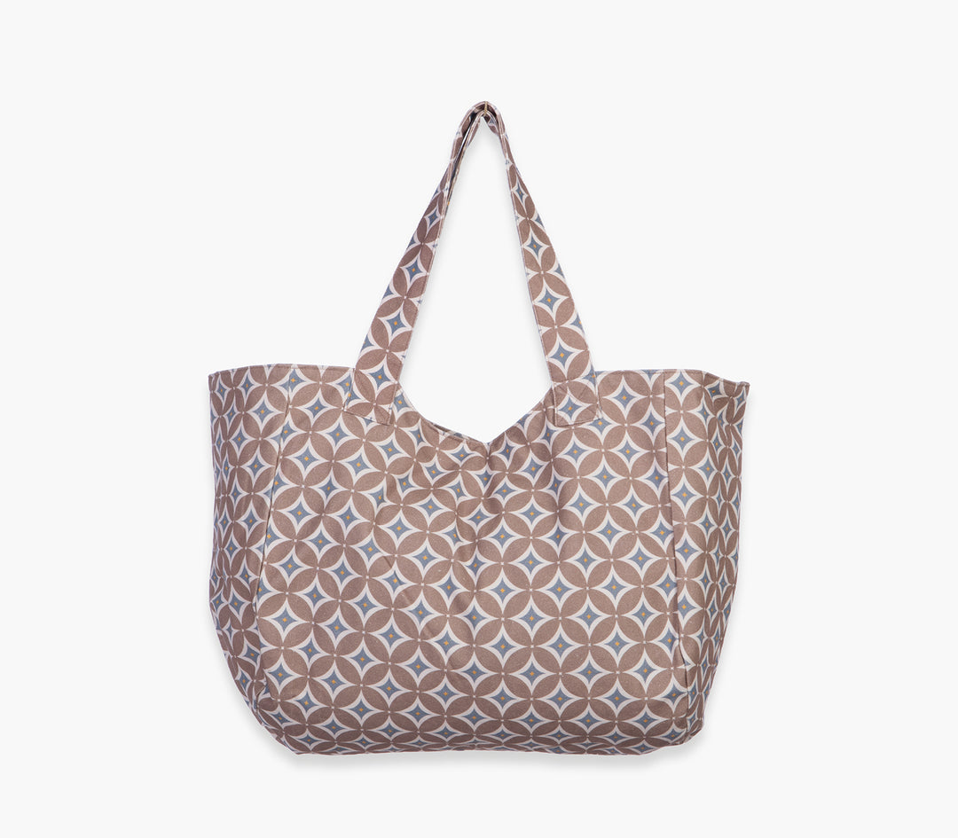 Τσάντα Θαλάσσης Βαμβακερή Καφέ Sparkle 41X39X24cm Nef-Nef Homeware