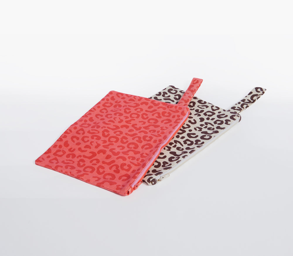 Τσαντάκι Θαλάσσης Εκρού/Καφέ Λεοπάρ Kenya 33X23cm Nef-Nef Homeware