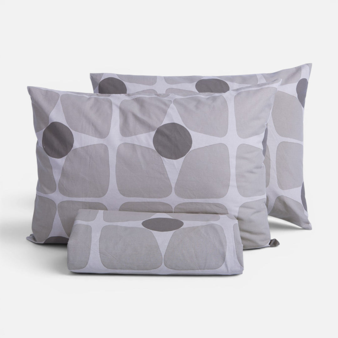 Σετ παπλωματοθήκη Casual Coreo Nef-Nef Homeware σε γκρι και λευκές αποχρώσεις με αφηρημένο γεωμετρικό μοτίβο.
