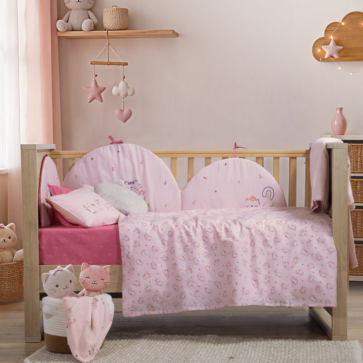 Σετ Σεντόνια Κούνιας Ροζ Cats are Perfect Nef-Nef Homeware