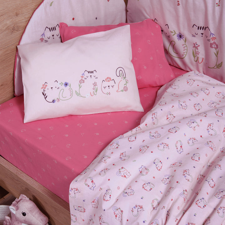Σετ Σεντόνια Κούνιας Ροζ Cats are Perfect Nef-Nef Homeware