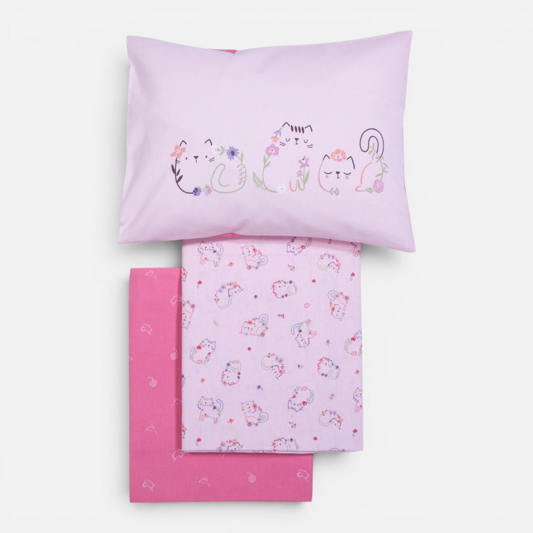 Σετ Σεντόνια Κούνιας Ροζ Cats are Perfect Nef-Nef Homeware