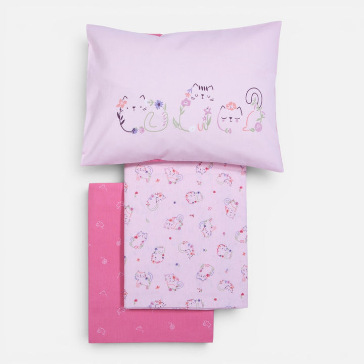 Σετ Σεντόνια Κούνιας Ροζ Cats are Perfect Nef-Nef Homeware