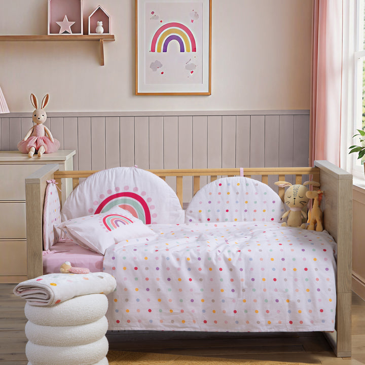Σετ Σεντόνια Κούνιας Εκρού-Ροζ Dots Nef-Nef Homeware