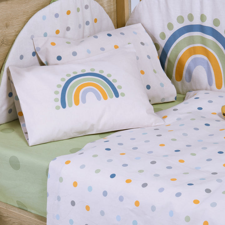 Σετ Σεντόνια Κούνιας Εκρού-Πράσινο Dots Nef-Nef Homeware
