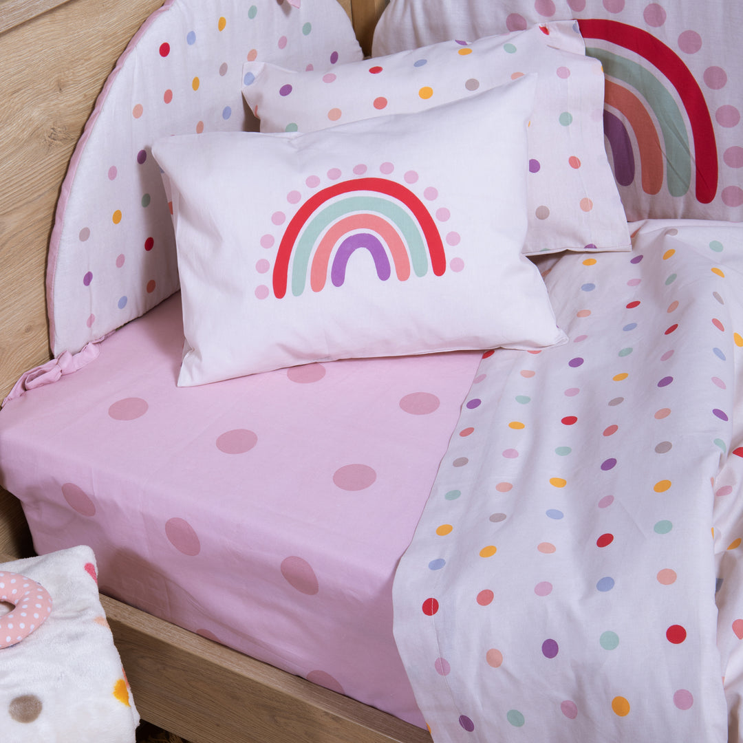 Σετ Σεντόνια Κούνιας Εκρού-Ροζ Dots Nef-Nef Homeware