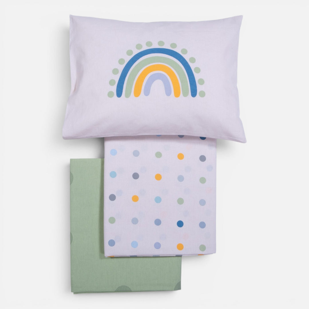 Σετ Σεντόνια Κούνιας Εκρού-Πράσινο Dots Nef-Nef Homeware