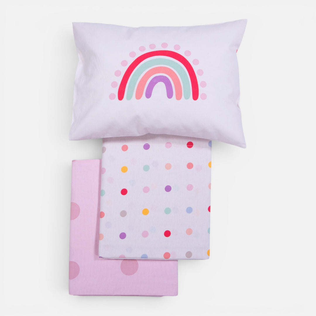 Σετ Σεντόνια Κούνιας Εκρού-Ροζ Dots Nef-Nef Homeware