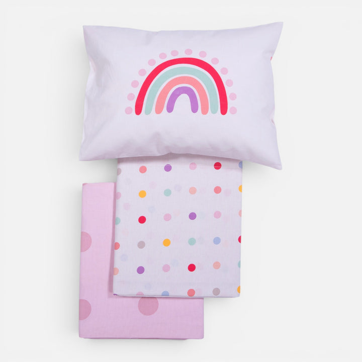 Σετ Σεντόνια Κούνιας Εκρού-Ροζ Dots Nef-Nef Homeware