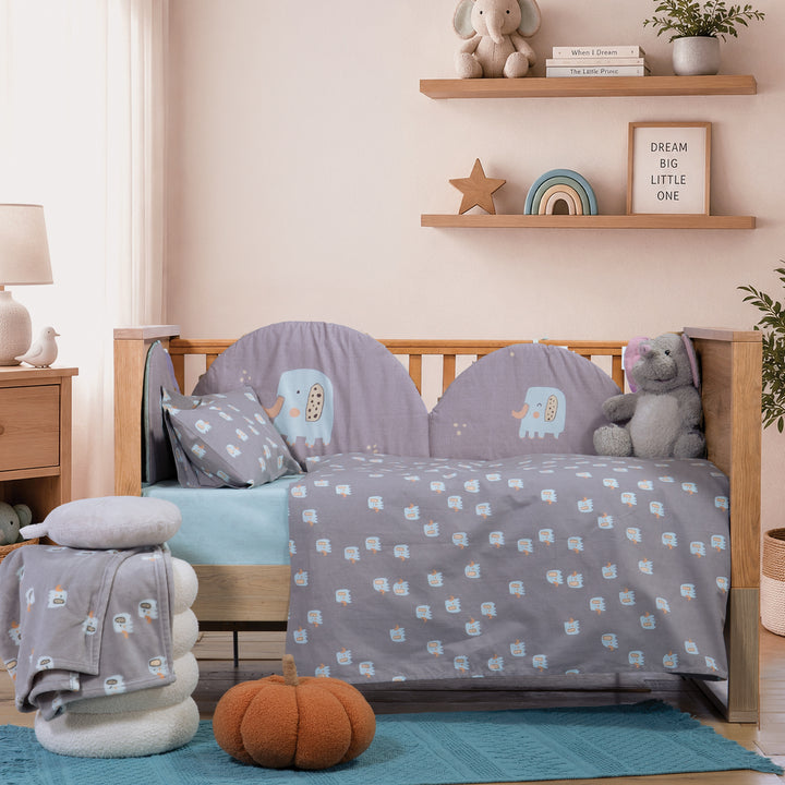 Σετ Σεντόνια Κούνιας Γκρι Elephants Nef-Nef Homeware