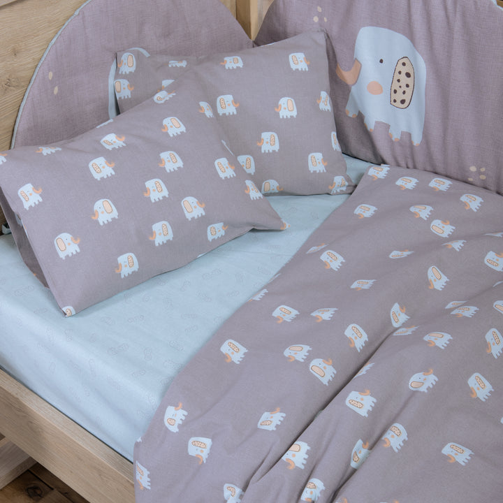 Σετ Σεντόνια Κούνιας Γκρι Elephants Nef-Nef Homeware