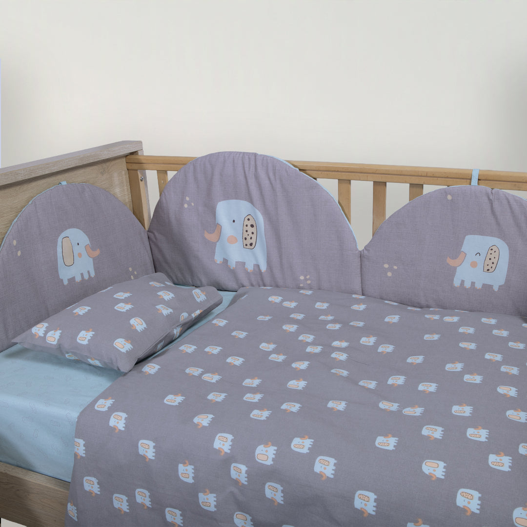 Σετ Σεντόνια Κούνιας Γκρι Elephants Nef-Nef Homeware