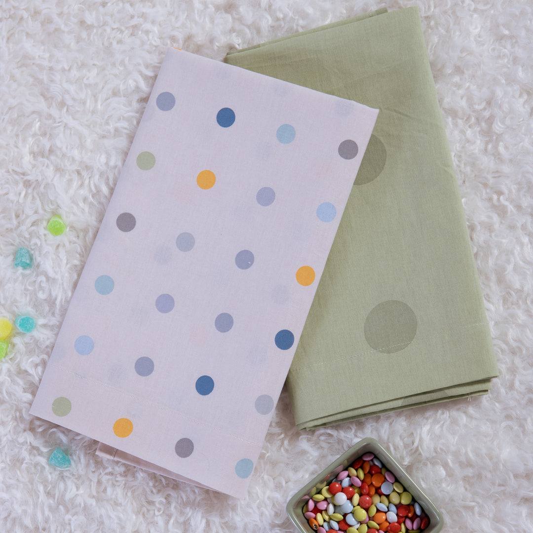 Σετ Σεντόνια Λίκνου Εκρού-Πράσινο Dots Nef-Nef Homeware