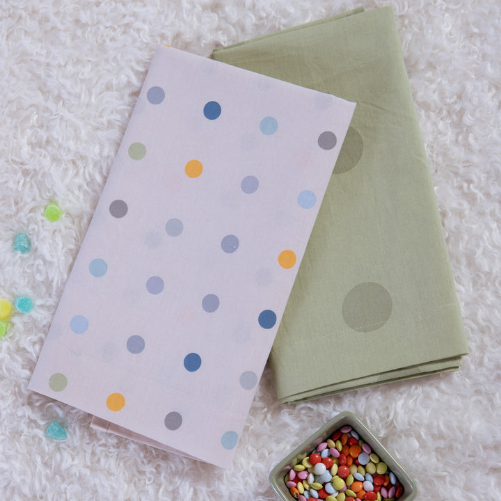 Σετ Σεντόνια Λίκνου Εκρού-Πράσινο Dots Nef-Nef Homeware