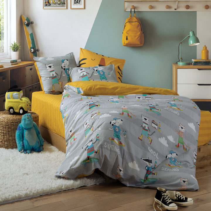 Σετ Σεντόνια Μονά Κίτρινο-Γκρι Cool Skating Nef-Nef Homeware