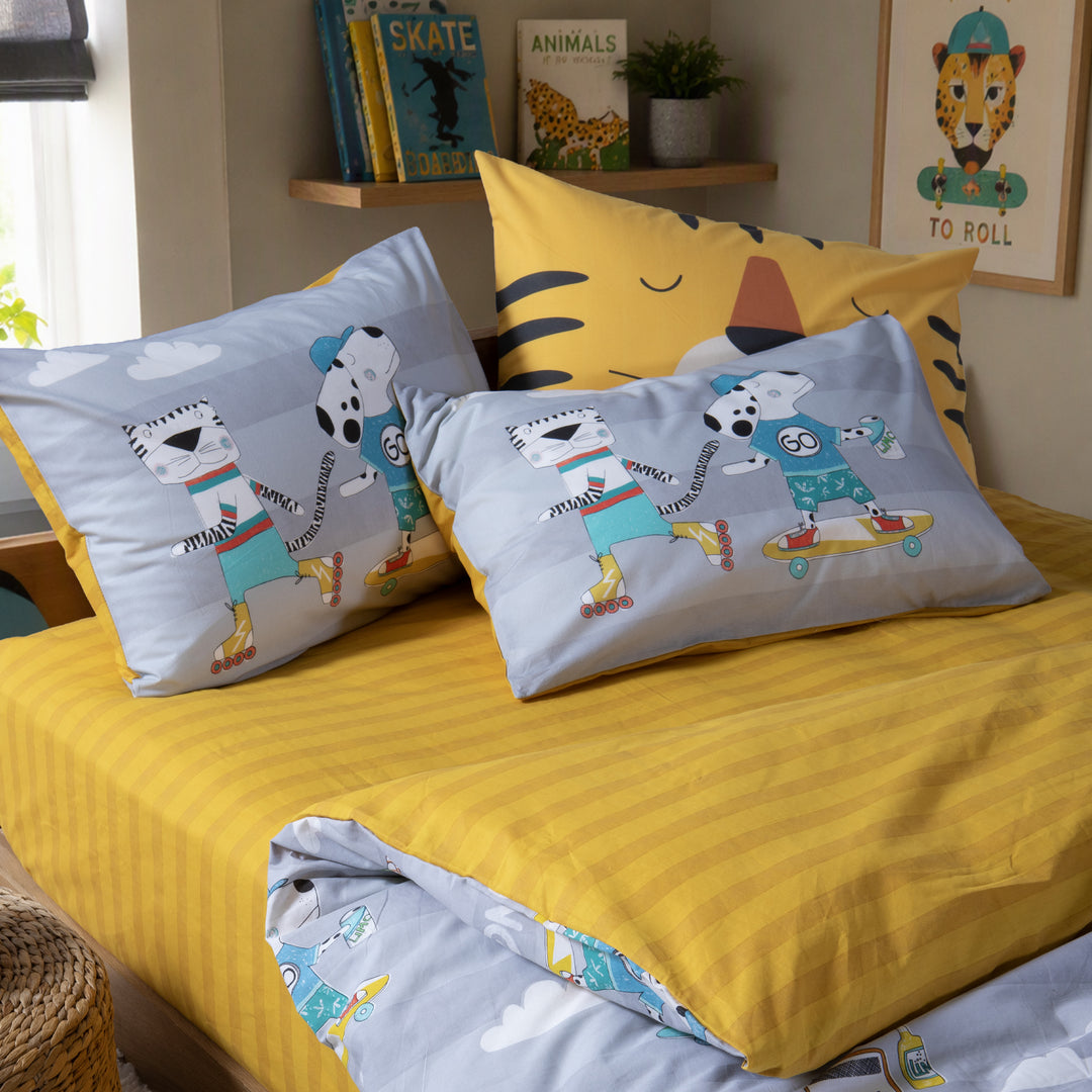 Σετ Σεντόνια Μονά Κίτρινο-Γκρι Cool Skating Nef-Nef Homeware