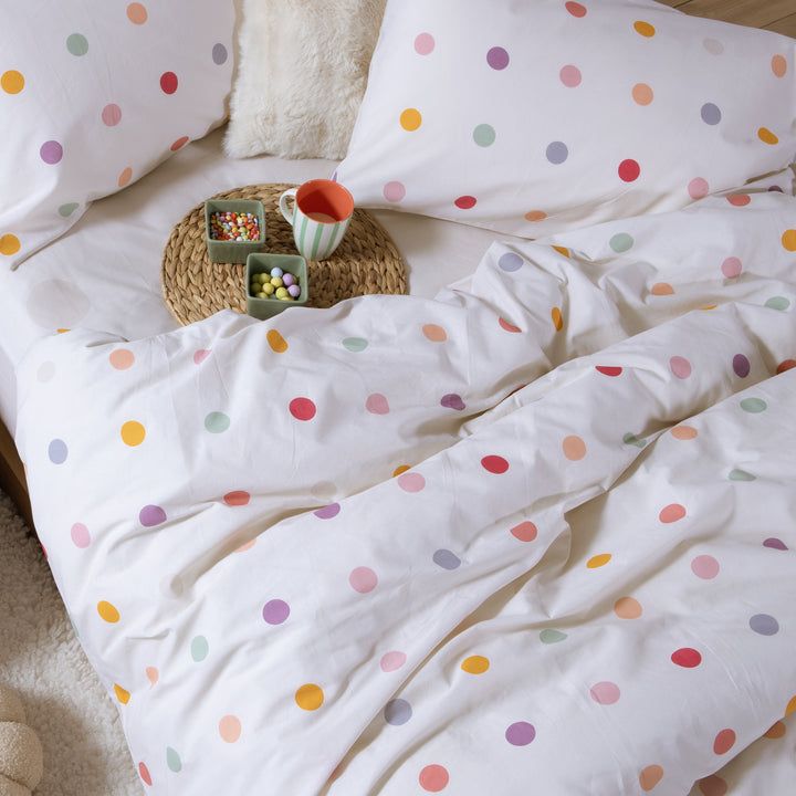 Σετ Σεντόνια Μονά με Λάστιχο Πουά Εκρού Dots Nef-Nef Homeware