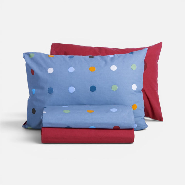 Σετ Σεντόνια Μονά με Λάστιχο Πουά Μπλε Dots Blue Nef-Nef Homeware