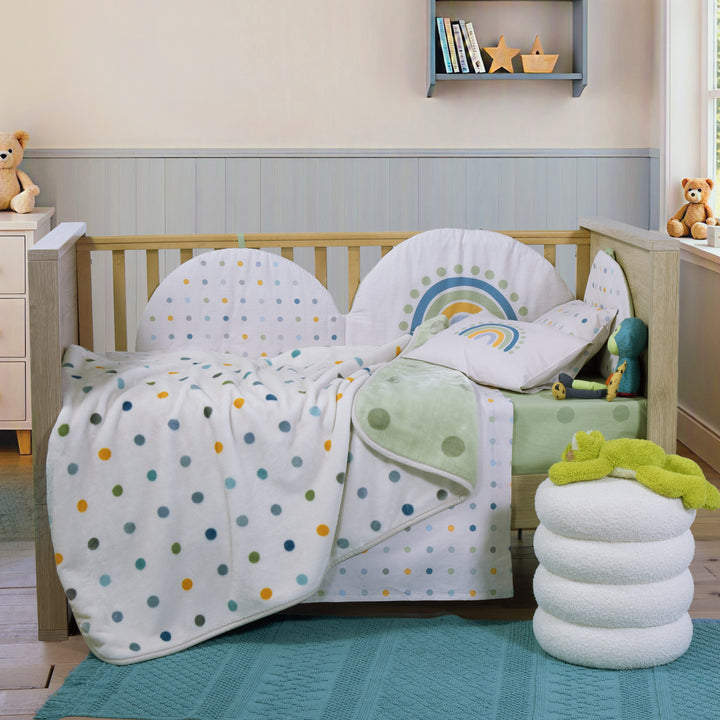 Κουβέρτα Κούνιας Βελουτέ Πράσινη Dots Nef-Nef Homeware