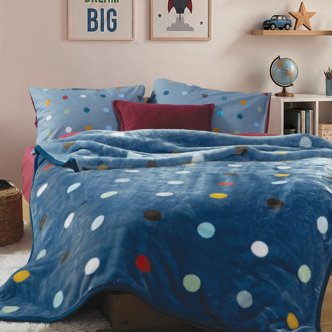 Κουβέρτα Μονή Πουά Μπλε Dots Blue Nef-Nef Homeware