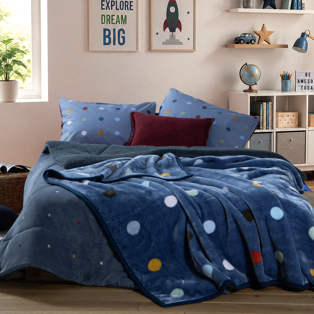 Κουβέρτα Μονή Πουά Μπλε Dots Blue Nef-Nef Homeware