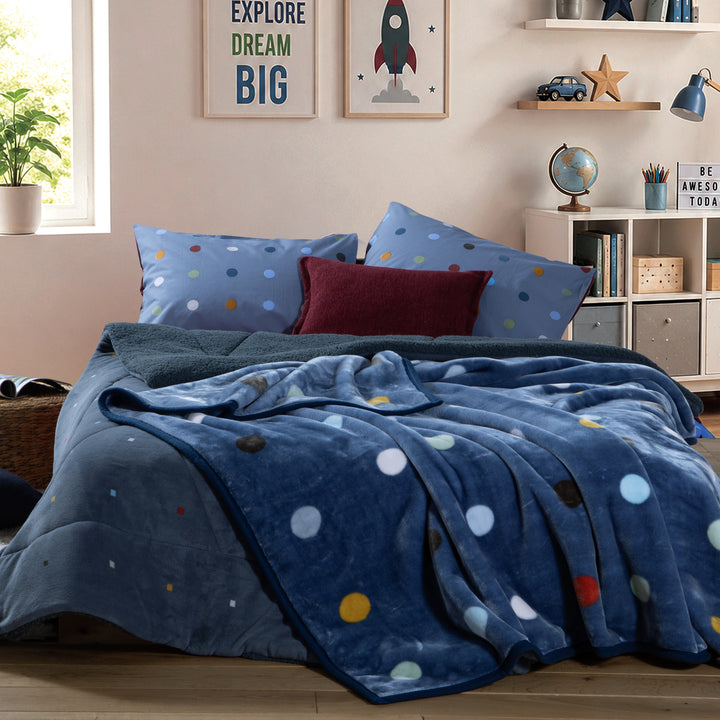 Κουβέρτα Μονή Πουά Μπλε Dots Blue Nef-Nef Homeware