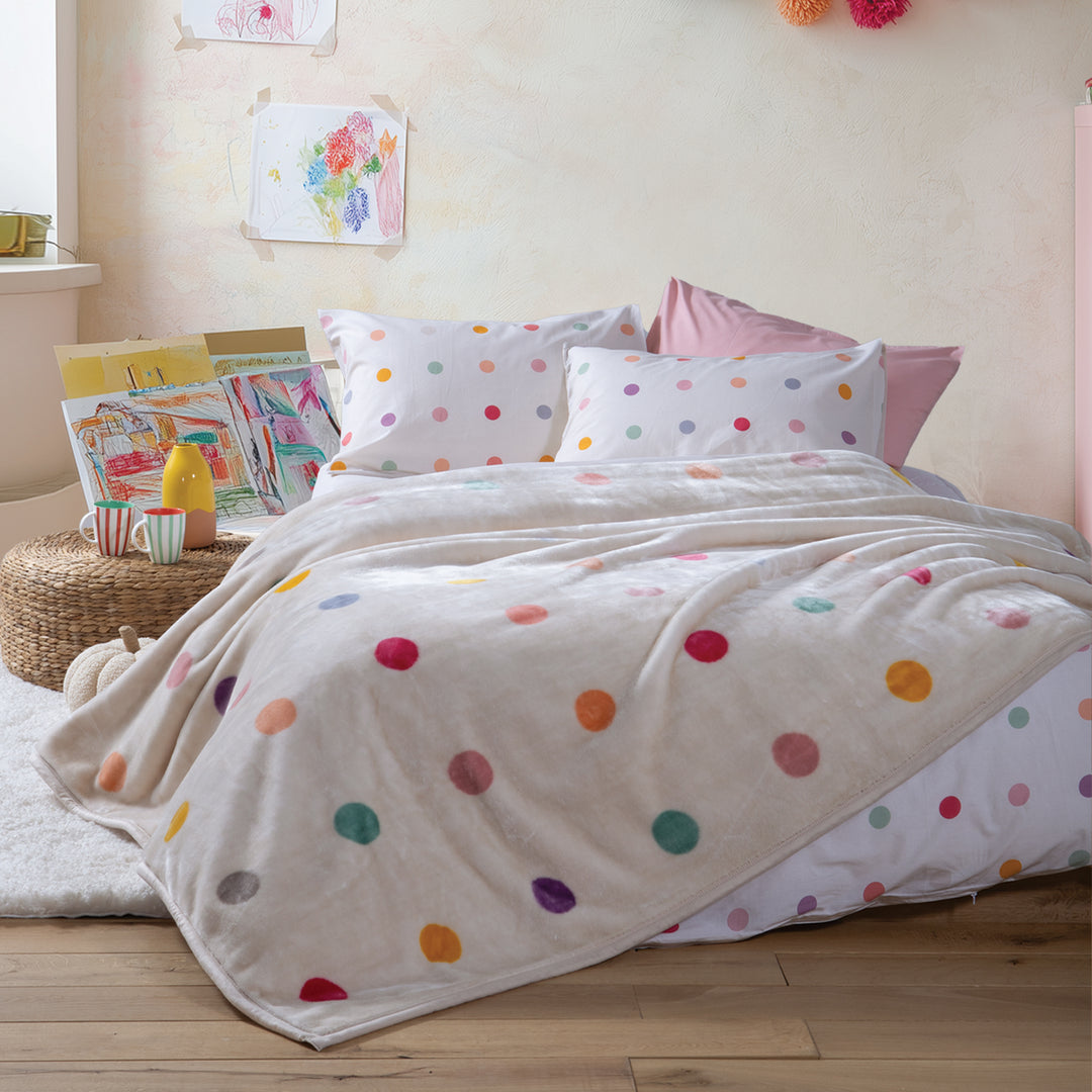 Κουβέρτα Μονή Πουά Εκρού Dots Nef-Nef Homeware