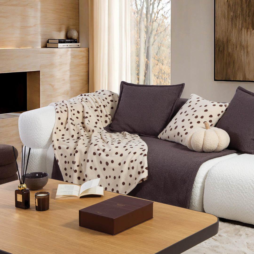 Κουβέρτα Καναπέ Fleece Εκρού-Μπεζ Πουά Trust Nef-Nef Homeware