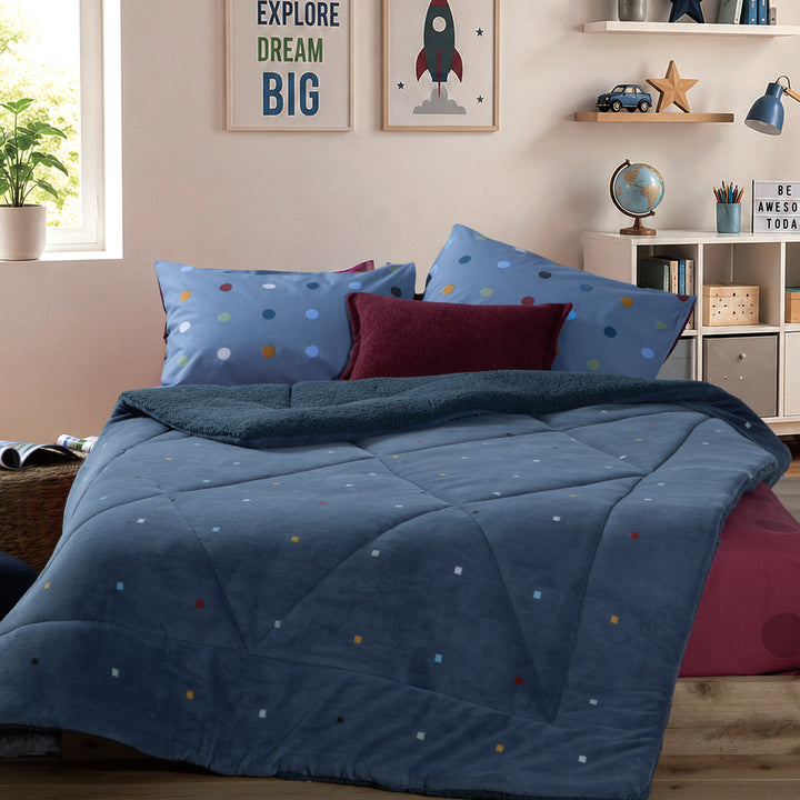 Κουβερτοπάπλωμα Μονό Πουά Μπλε Dots Blue Nef-Nef Homeware