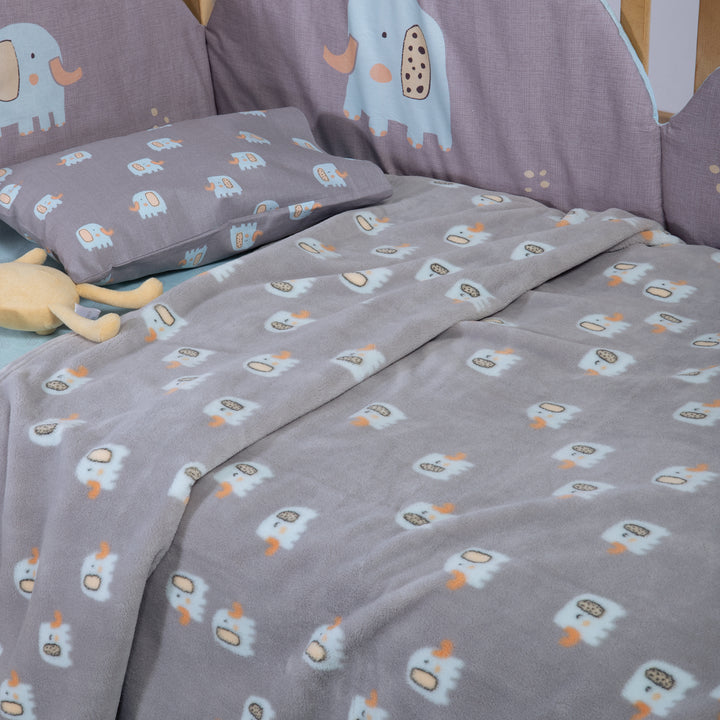 Κουβέρτα Κούνιας Fleece Γκρι Elephants Nef-Nef Homeware