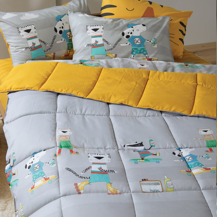 Πάπλωμα Μονό Κίτρινο-Γκρι Cool Skating Nef-Nef Homeware