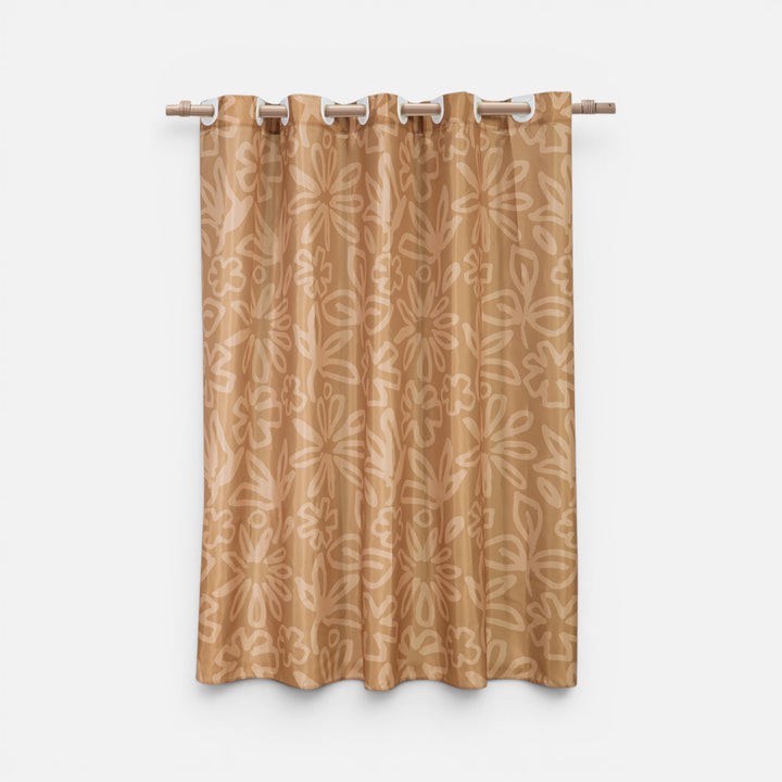 Κουρτίνα Μπάνιου Μουσταρδί Φλοράλ Harmony 180X200cm, παρουσίαση προϊόντος σε καθαρό φόντο με έμφαση στο σχέδιο, την απόχρωση και τις βασικές λεπτομέρειες της Nef-Nef Homeware.