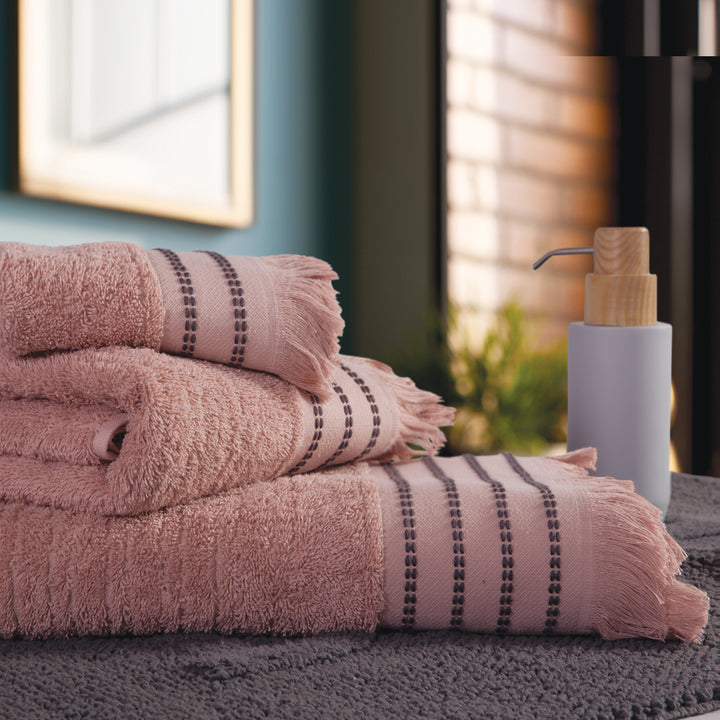 Σετ Πετσέτες 3Τμχ Ροζ με Κρόσσι Apart Nef-Nef Homeware