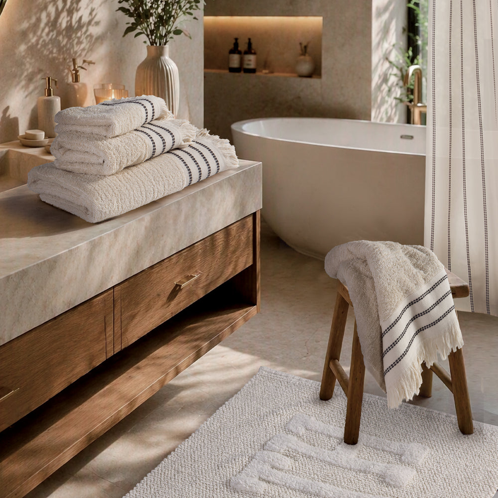 Σετ Πετσέτες 3Τμχ Εκρού με Κρόσσι Apart Nef-Nef Homeware