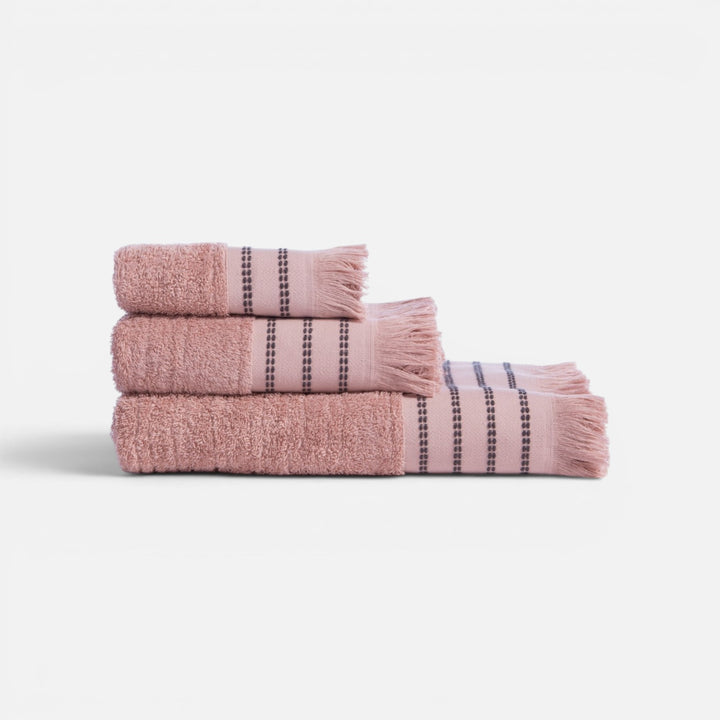 Σετ Πετσέτες 3Τμχ Ροζ με Κρόσσι Apart Nef-Nef Homeware
