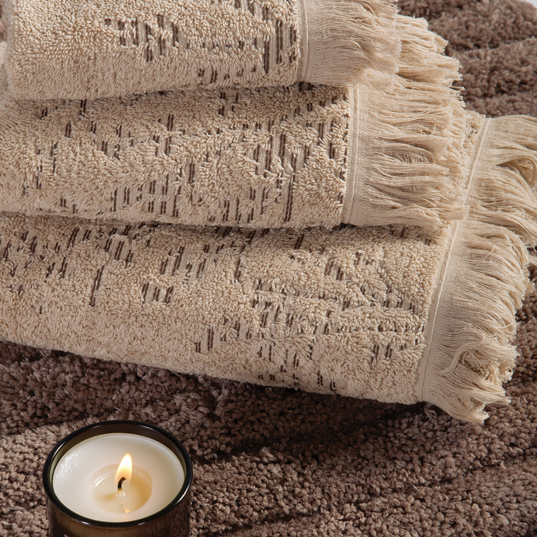 Πετσέτα Χεριών Μπεζ με Κρόσσι Saron Nef-Nef Homeware