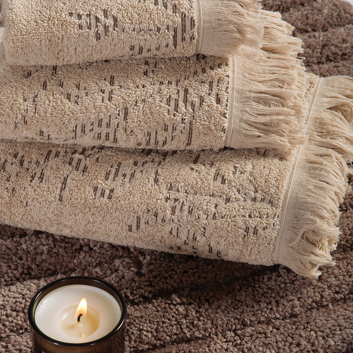 Πετσέτα Χεριών Μπεζ με Κρόσσι Saron Nef-Nef Homeware