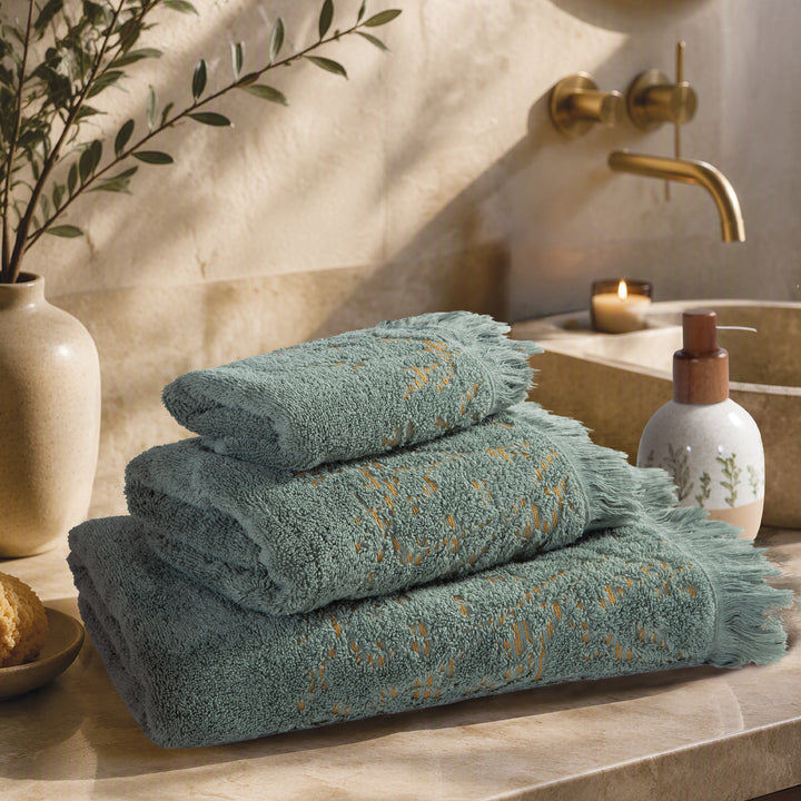 Πετσέτα Προσώπου Πράσινο με Κρόσσι Saron Nef-Nef Homeware