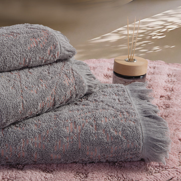 Πετσέτα Προσώπου Γκρι με Κρόσσι Saron Nef-Nef Homeware