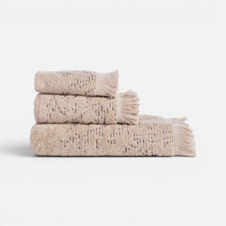 Πετσέτα Προσώπου Μπεζ με Κρόσσι Saron Nef-Nef Homeware