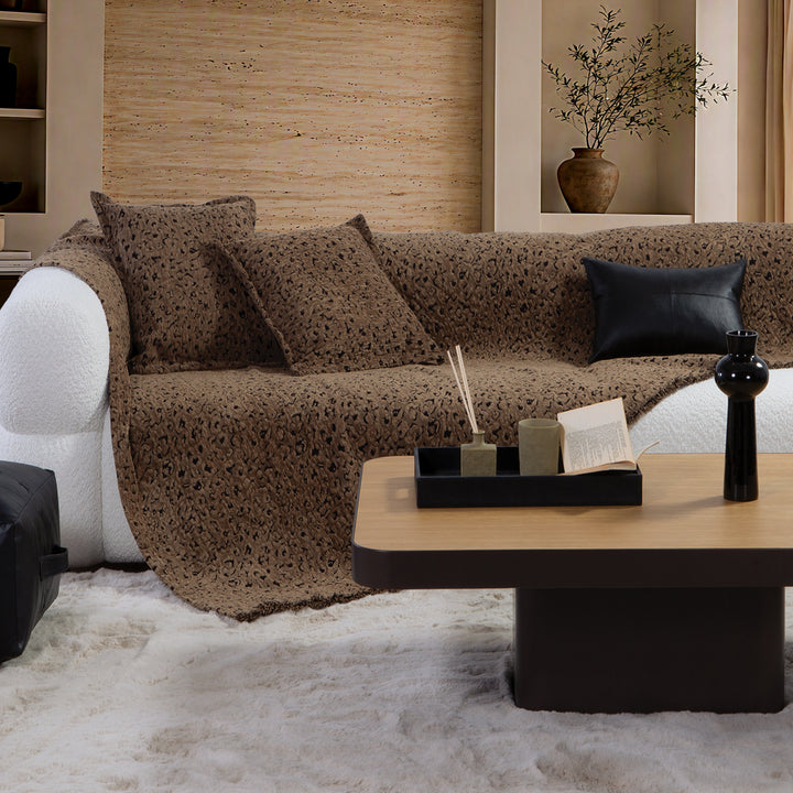 Ριχτάρι Διθέσιου Καναπέ Καφέ Leopard Nef-Nef Homeware