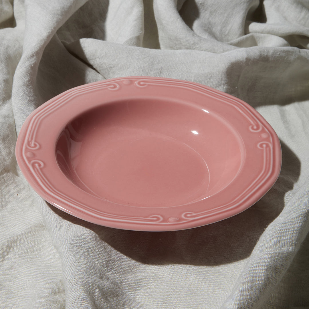 Πιάτο Βαθύ Ροζ Athenee Πορσελάνινο Ανάγλυφο 23cm Estia
